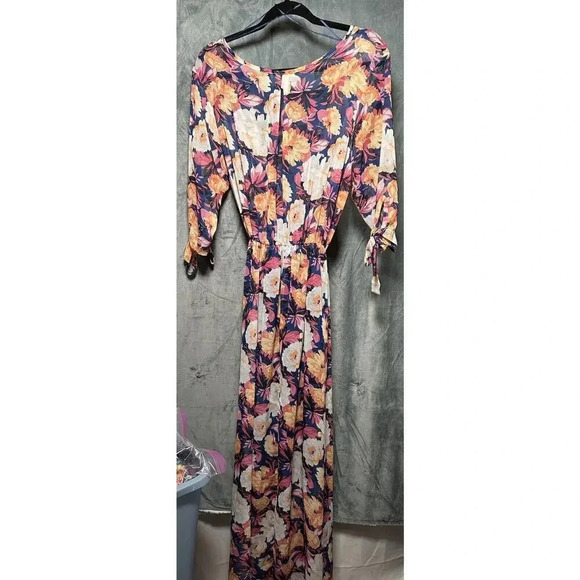 Womens Haani Floral Sheer Cocktail Maxi Dress Sz 1X‎ Cottagecore Peasant - Picture 6 of 6